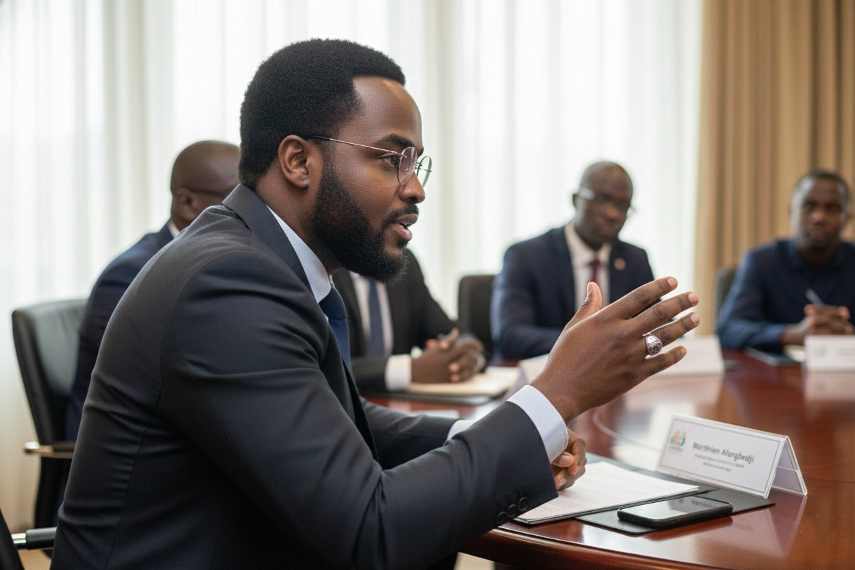 Martinien Afangbedji in session at an international institution