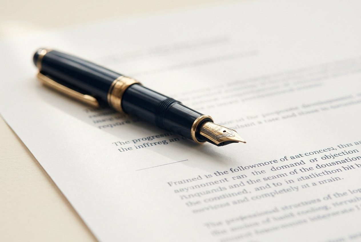 A fountain pen resting on a document